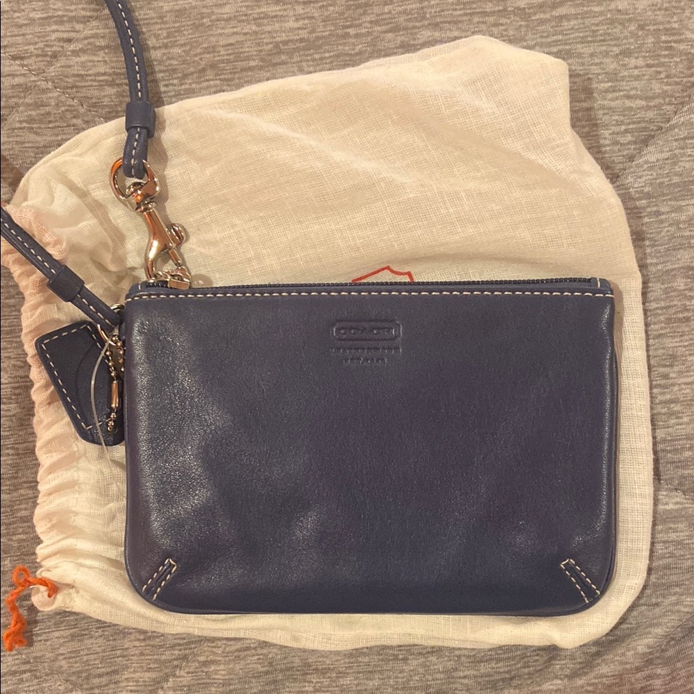 Coach Blue Leather Clutch with Modern Design